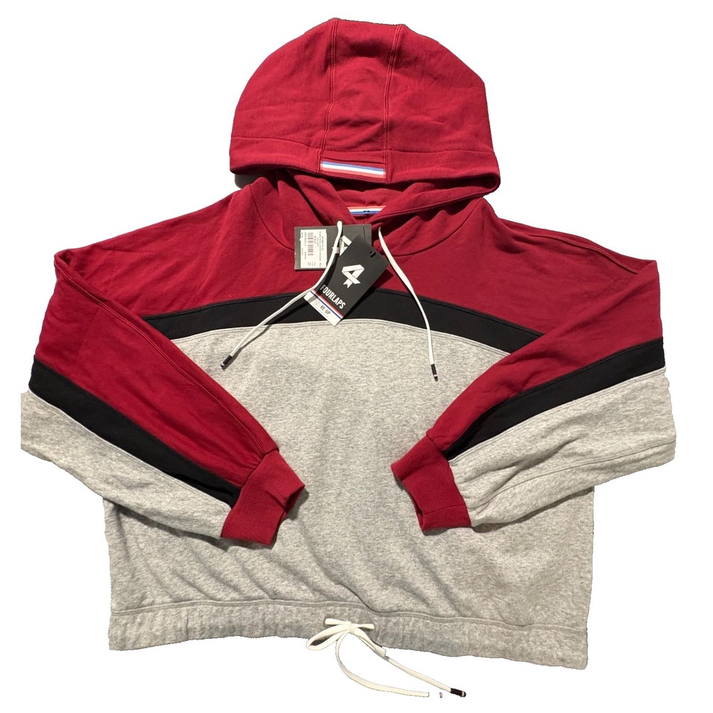 NWT! Fourlaps Women's XL Rush Pullover Hoodie Sweatshirt Red/Gray/Black Athletic